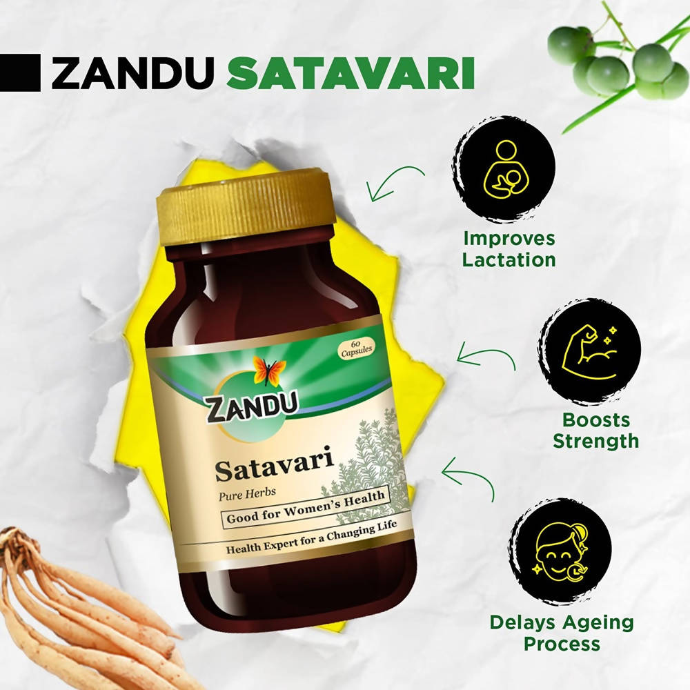 Zandu Satavari Pure Herbs Capsules - Distacart