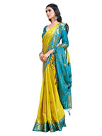 Mimosa Women's Yellow Mysore Silk Crepe Saree With Blouse