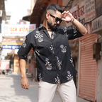 Miravan Men's Black Floral Printed Half Sleeve Slim Fit shirt