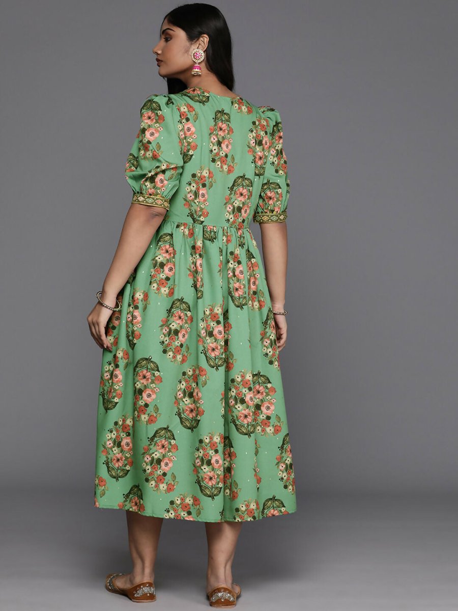 Ahalyaa Women's Traditional wear Ethnic Dress - Green - Distacart