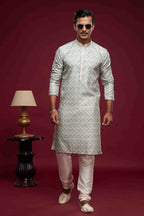 Raivat Ethnic Art Silk Digital Print Pintux Work Kurta Pajama In Sky Blue Colour