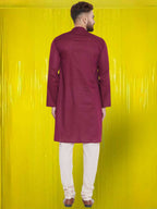 Even Apparels Pure Cotton Maroon Kurta - Maroon