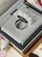 Inhanns Rang-E-Roshan Adjustable Ring – Handmade Crystal Statement Ring - White