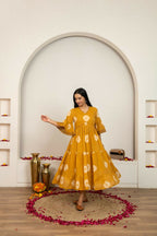 Joban Fashion Mustard Yellow Tie & Dye Cotton Dress - Distacart