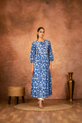 Joban Fashion Blue Floral Hand Block Printed Cotton Kurta Pant Set - Distacart