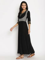 Ahalyaa Women's Black Crepe Printed Kurta - Distacart