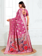 Shree Shyam Fashion Linen Cotton Pink Saree - Distacart