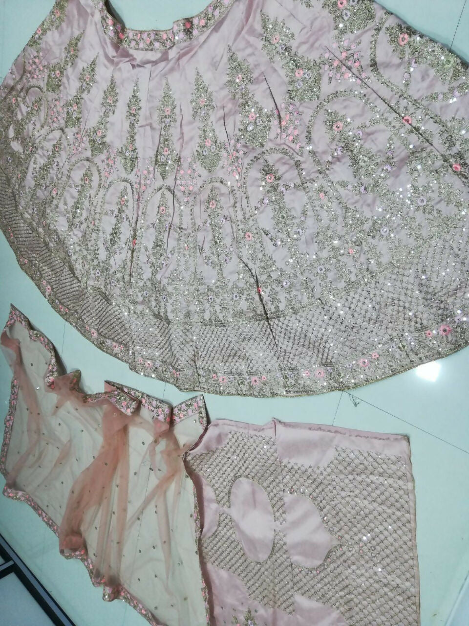 Jyoti Fashion Delightful Rose Pink Sequins with Zari Thread & Coding Dori Embroidery work Lehenga Choli with Dupatta
