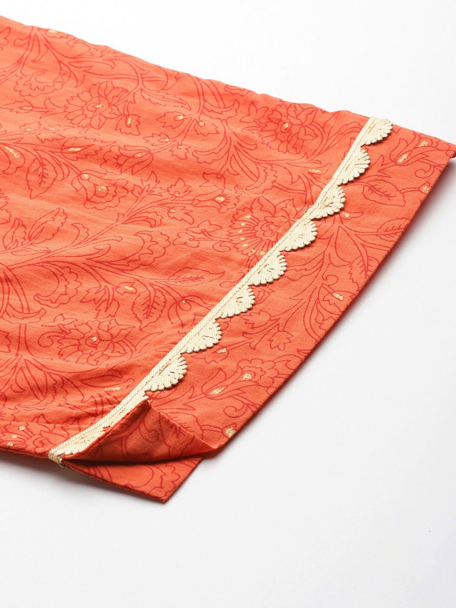 Ahalyaa Women's Traditional wear Kurta Set - Orange