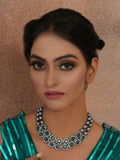 Green Stone Kundan Neckpiece with Grey Stones (Grey) - Ruby Raang