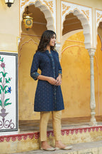 Juniper Women's Blue Cotton Flex Printed A-Line Kurta - Distacart