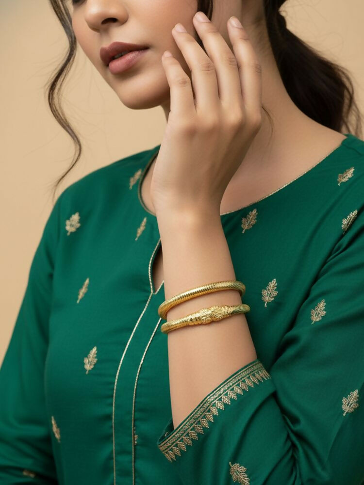 NVR Women Set of 2 Gold Plated Traditional Kada Bangle - Distacart