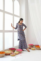 Designer Stylish Blue Muslin Stitched Suit With Dupatta - Anbazaar - Distacart