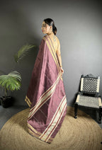 Joban Fashion Wine Woven Pattern Raw Silk Kanjivaram Silk Saree - Distacart