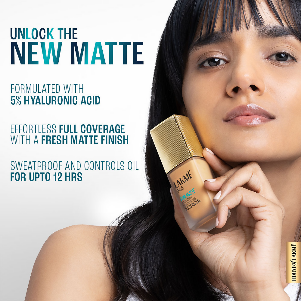 Lakme 9to5 Hya Matte Foundation + Hyaluronic Acid - Warm Creme