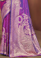 Sangam Prints violet  Silk Woven Work Traditional Saree
