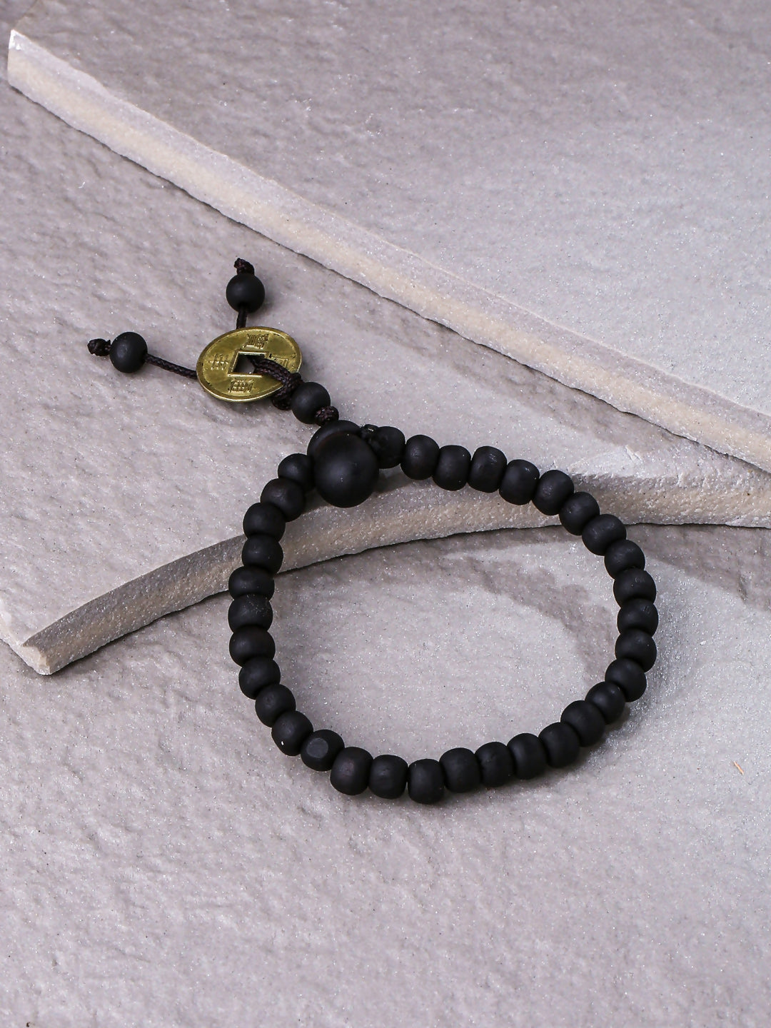 NVR Men Black Beaded Elasticated Rakhi With Roli Chawal - Distacart