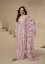 Anaita Rani-Pink Chinon Readymade Suit with Embroidery Sequence Work - Distacart