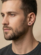 NVR Men's Black Rhodium Plated Studs Earrings - Distacart