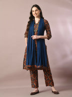 Myshka Women's Multi Printed Cotton Straight Party Kurta Set With Dupatta