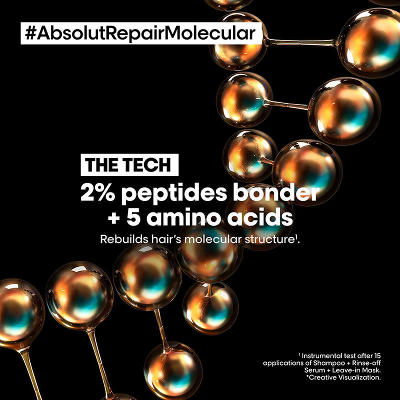 L'Oreal Professionnel Absolut Repair Molecular Shampoo & Rinse-Off Serum For Damaged Hair - Distacart