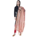 A R SILK Peach Color Silk Pahadi Print Dupattas and Chunnis