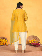 Joban Fashion Mustard Cotton Premium Pure Viscose Print Dola With Handwork Kurta set