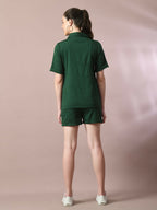 Myshka Women's Green Solid Regular Fit Shirt