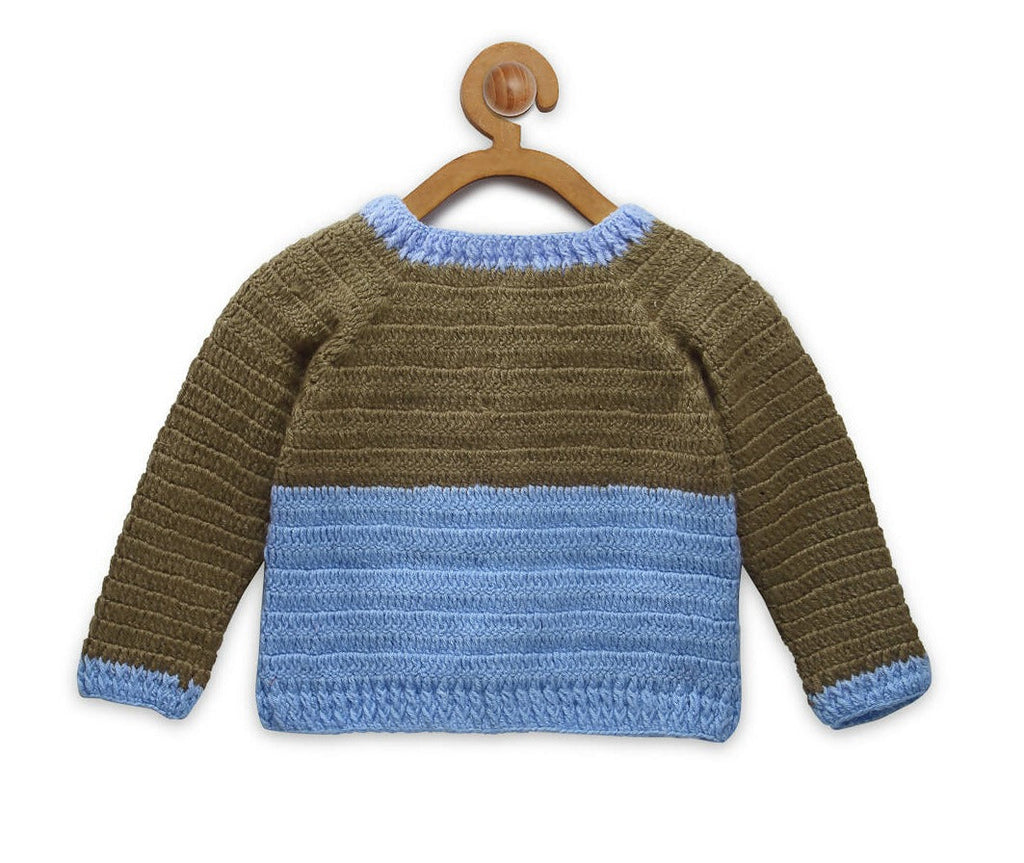 Chutput Kids Blue Coloured Solid Pullover with Applique Detail