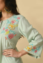 Joban Fashion L.Green Cotton Rayon Kurta Set