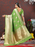 Lorenvalley Fashion Parotgreen Soft Silk Woven Design Gold Zari Weaving Saree