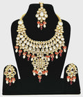 Joban Fashion Hand Made High Quality Gold Plated Base Metal Alloy Kundan Stone Studded Kundan Jewellery Set