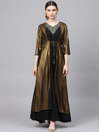 Ahalyaa Women's Black Crepe Dress with Attached Jacket - Distacart