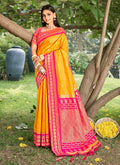 Anaita Yellow Silk Saree With Blouse Piece - Distacart