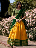 Evanik Women South-Style Kanchipuram Silk Stitched Lehenga With Unstitched Blouse & Dupatta - Distacart