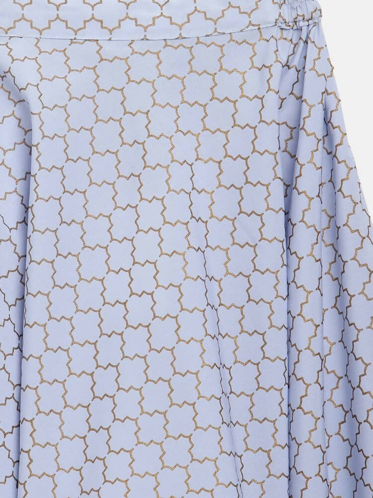 Ahalyaa Blue Crepe Printed Kids Kurta With Harem Pants For Girls