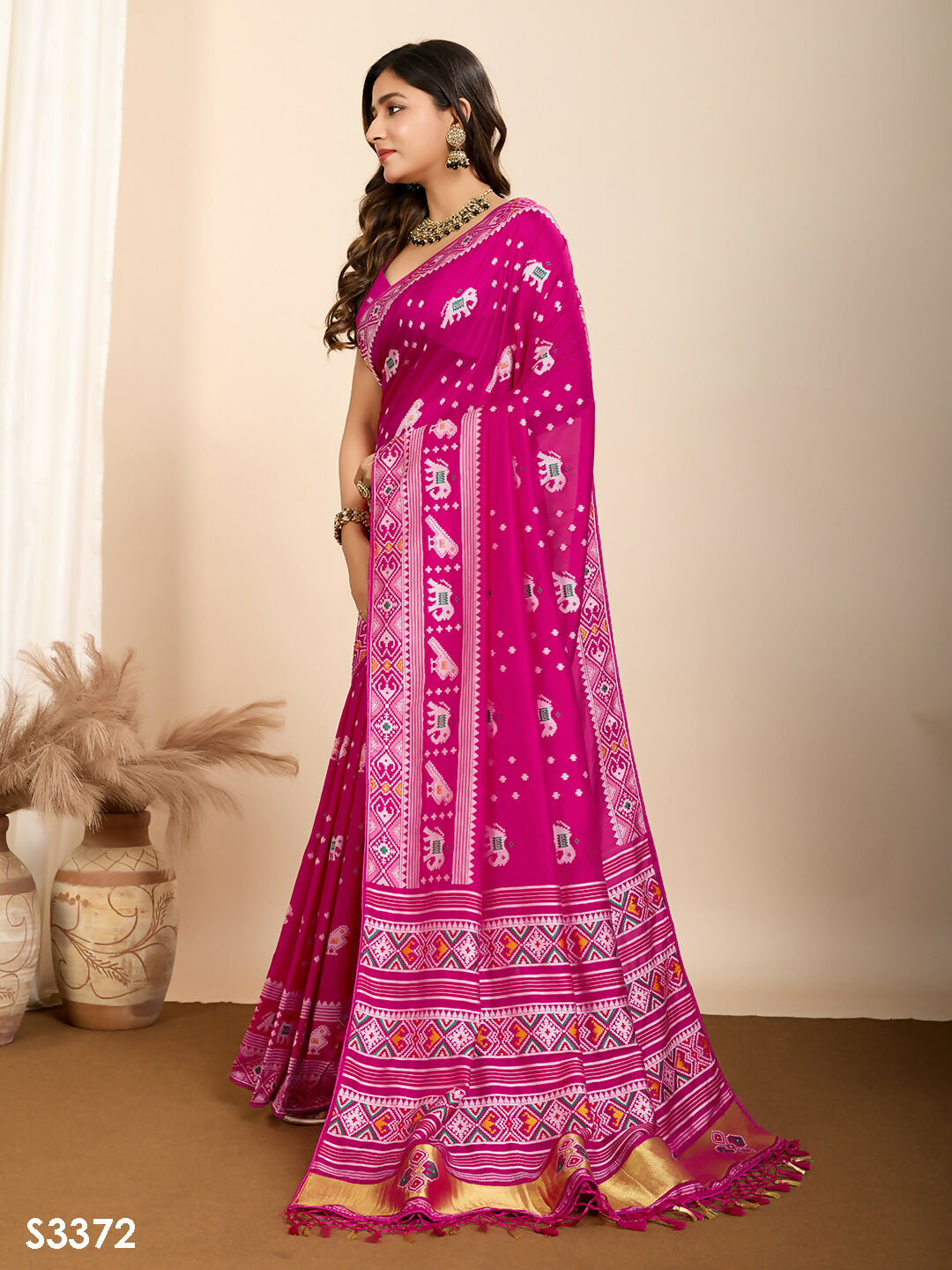 Pink Soft Silk Woven Meenakari Designer Saree - Vedanti