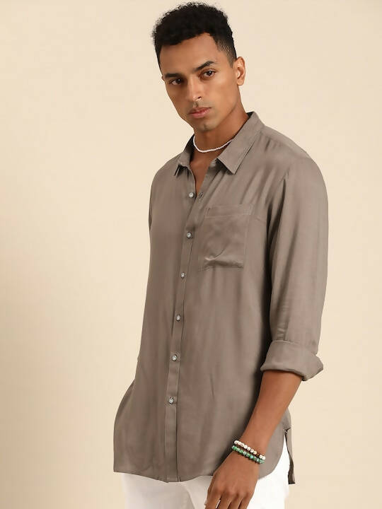 Grey Men Rayon Classic Opaque Casual Shirt - Mahotsav