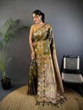 Joban Fashion Meenakari Mehendi Green Woven Soft Silk Saree - Distacart
