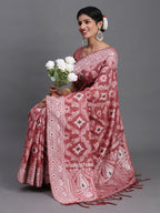 Shree Shyam Fashion Linen Cotton Peach Saree - Distacart