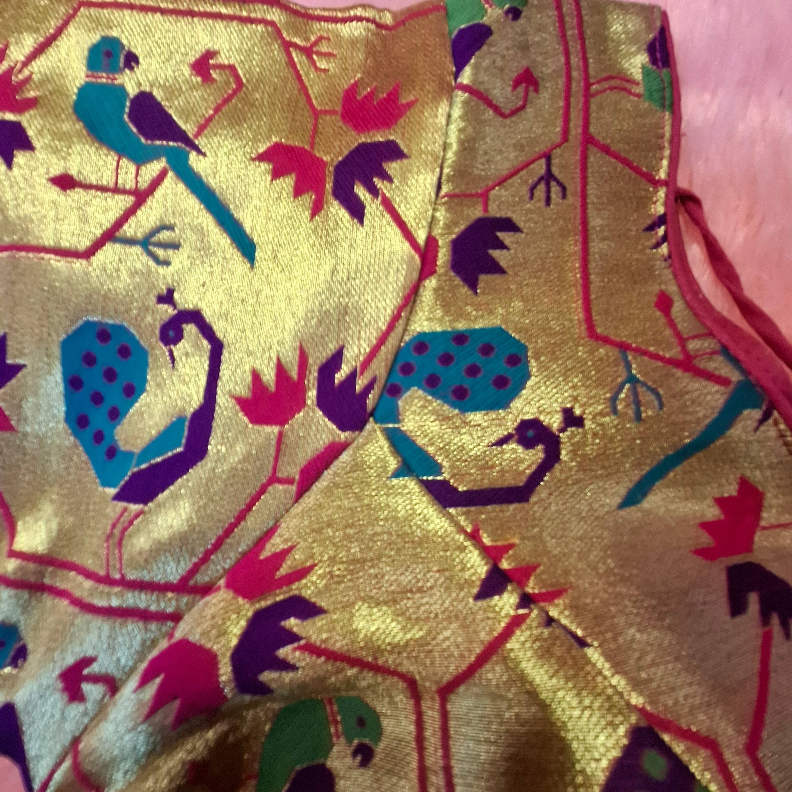 Kia Fashions Hot Pink Jacquard Weave Multi Color Paithani Readymade Blouse - Distacart