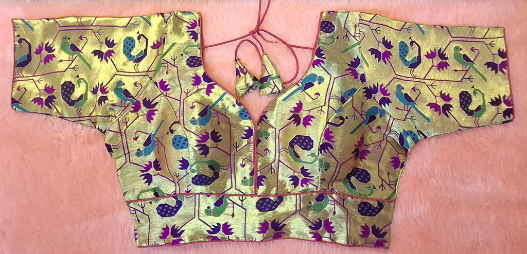 Kia Fashions Magenta Jacquard Weave Multi Color Paithani Readymade Blouse - Distacart