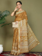 Shree Shyam Fashion Cotton Golden Saree - Distacart