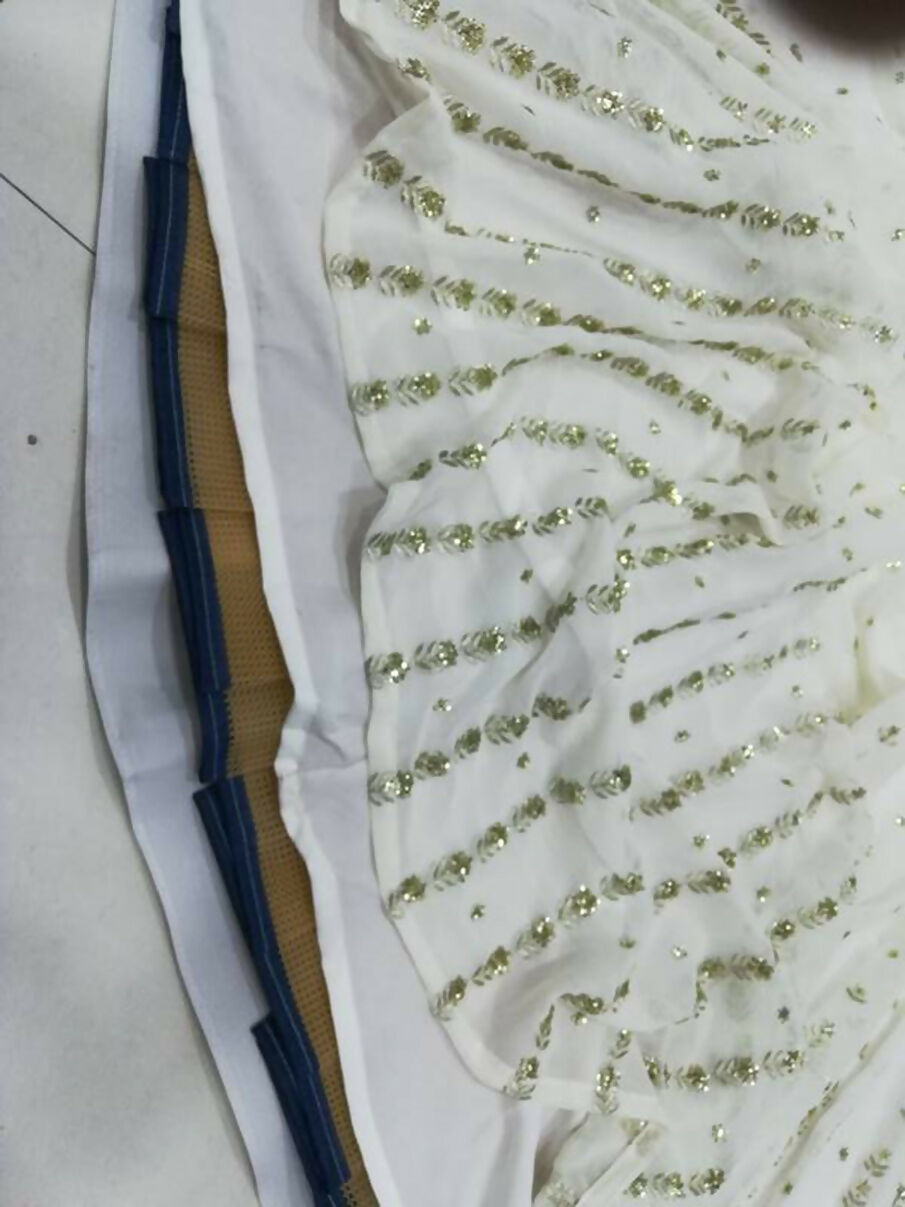 Jyoti Fashion Graceful Off White Sequence With Zari Embroidered Georgette Lehenga Choli with Dupatta