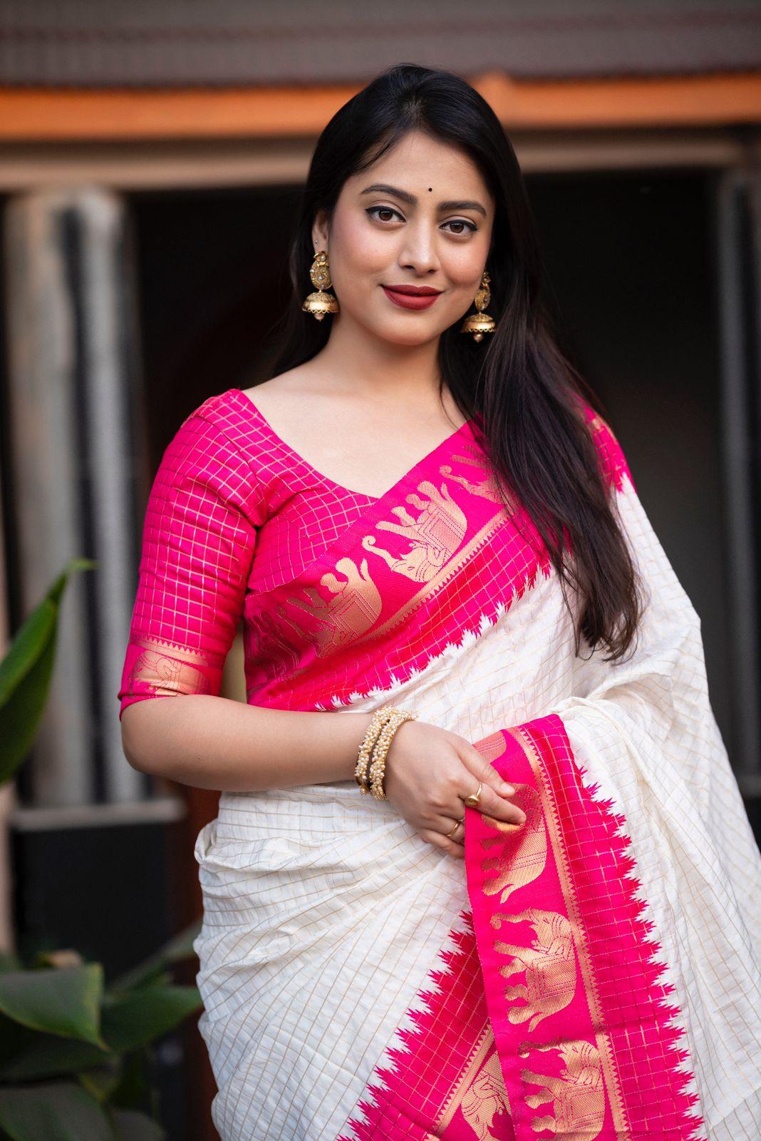 Rani Silk Zari Woven Saree with Unstitched Blouse - Hiral Fashion