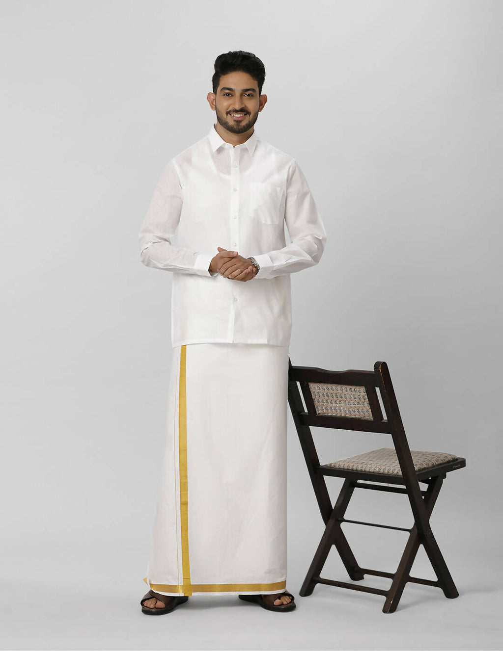 Ramraj Cotton Mens Full Sleeve Formal Poly Cotton White Shirt