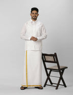 Ramraj Cotton Mens Full Sleeve Formal Poly Cotton White Shirt