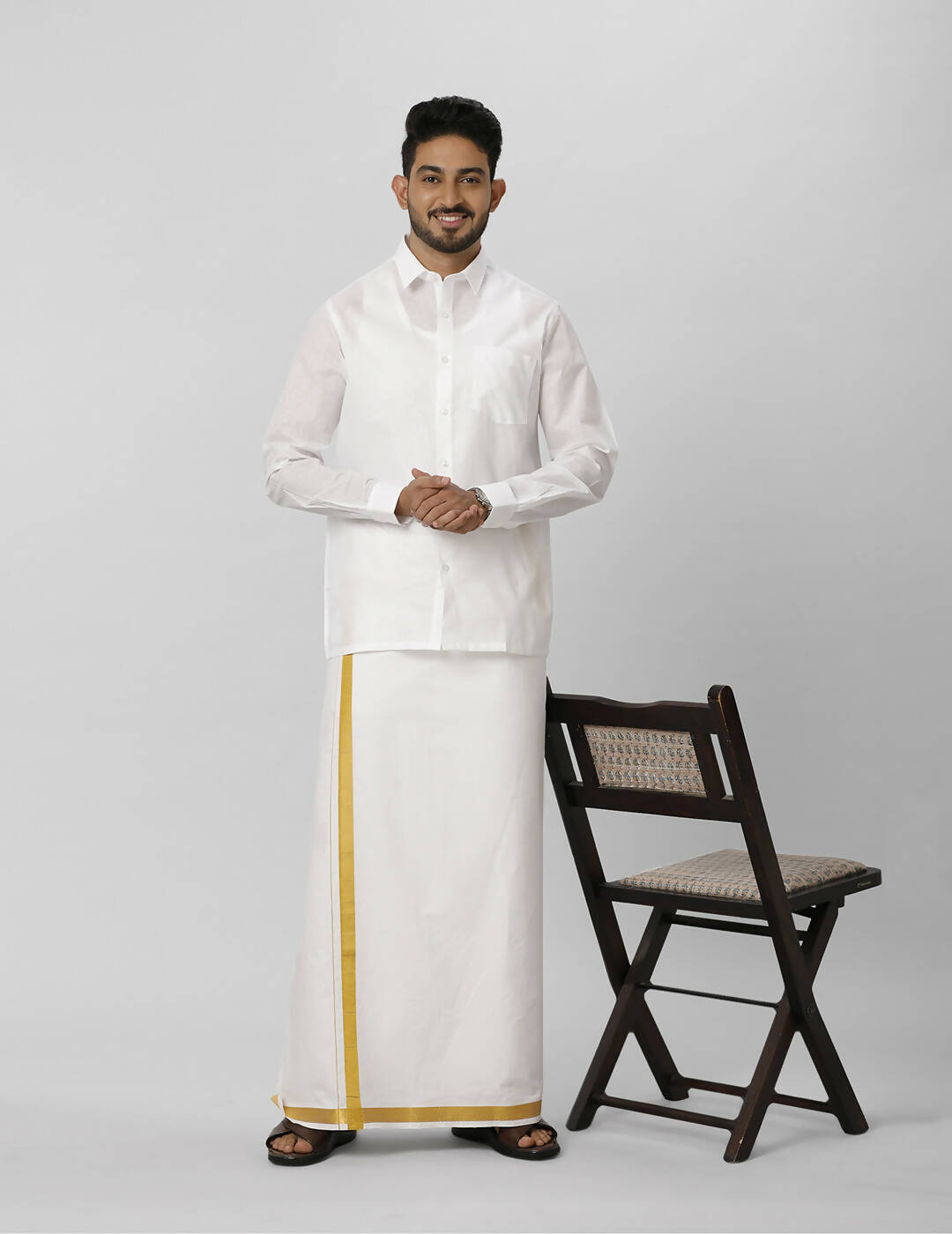 Ramraj Cotton Mens Full Sleeve Formal Poly Cotton White Shirt