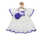 ChutPut Hand knitted Crochet Wool Dress For Baby Girls - White