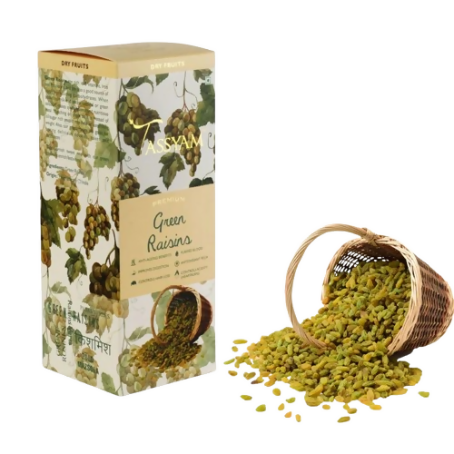 Tassyam Organics Premium Green Raisins - Box - Distacart